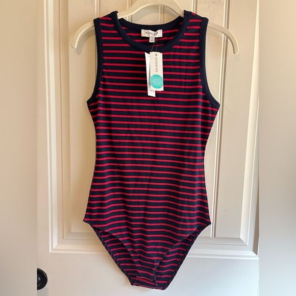 Gilli Nautical Blue and Red Striped Bodysuit - Picture 1 of 9